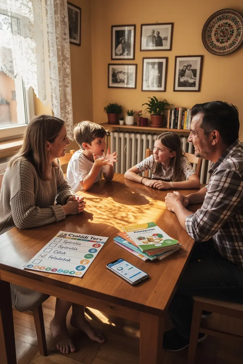 Családi költségvetés ellenőrzőlistája, amely segít a pénzügyi célok elérésében.